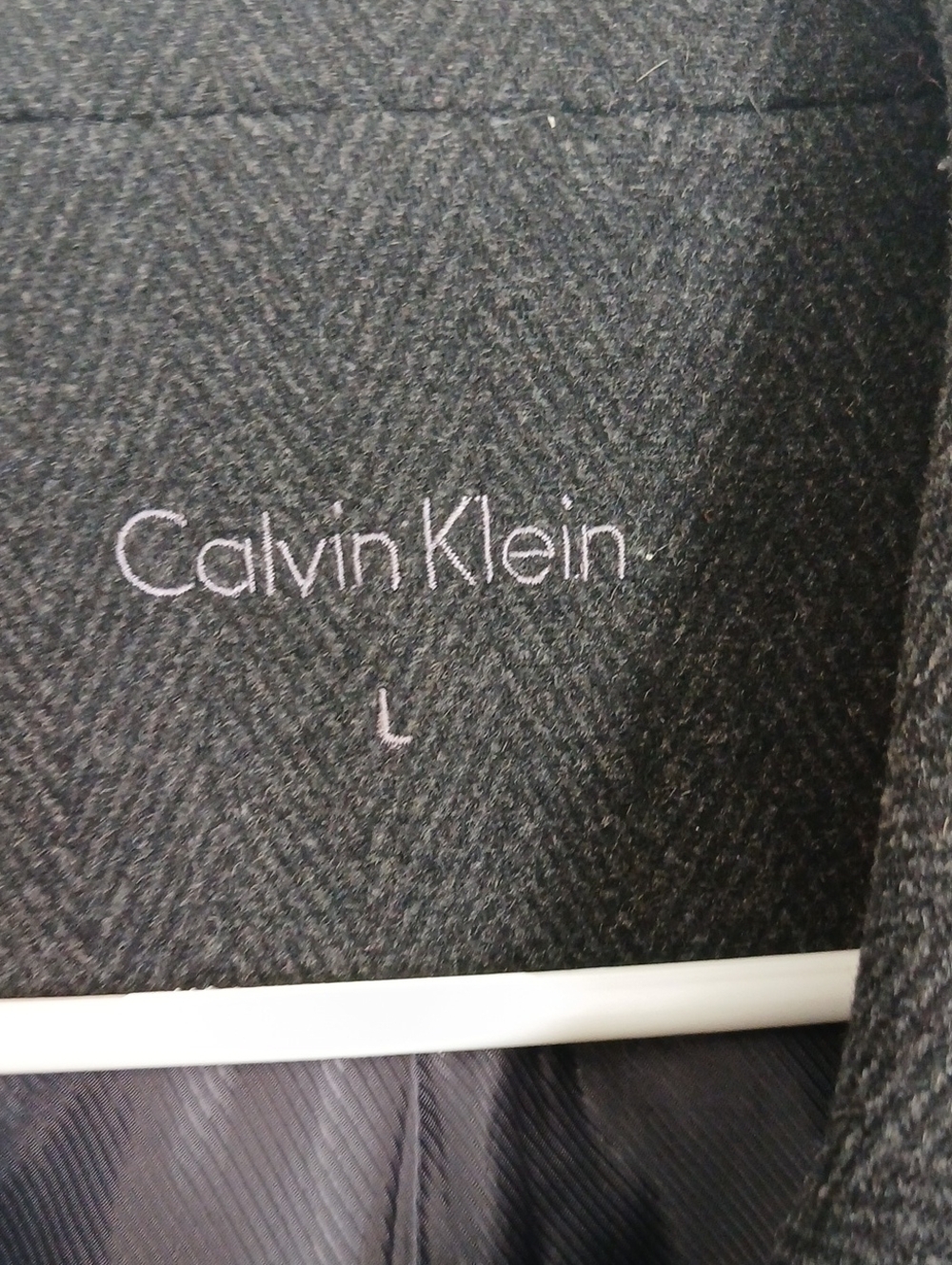 Calvin Klein Wool-Blend Pea Coat in Black Large Like New - Picture 5 of 11